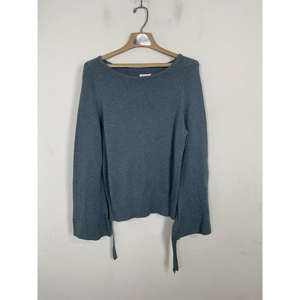 Sundance Women Sweater Medium Fairy‎ Bows Feminine Supima Old Money Wool Blue